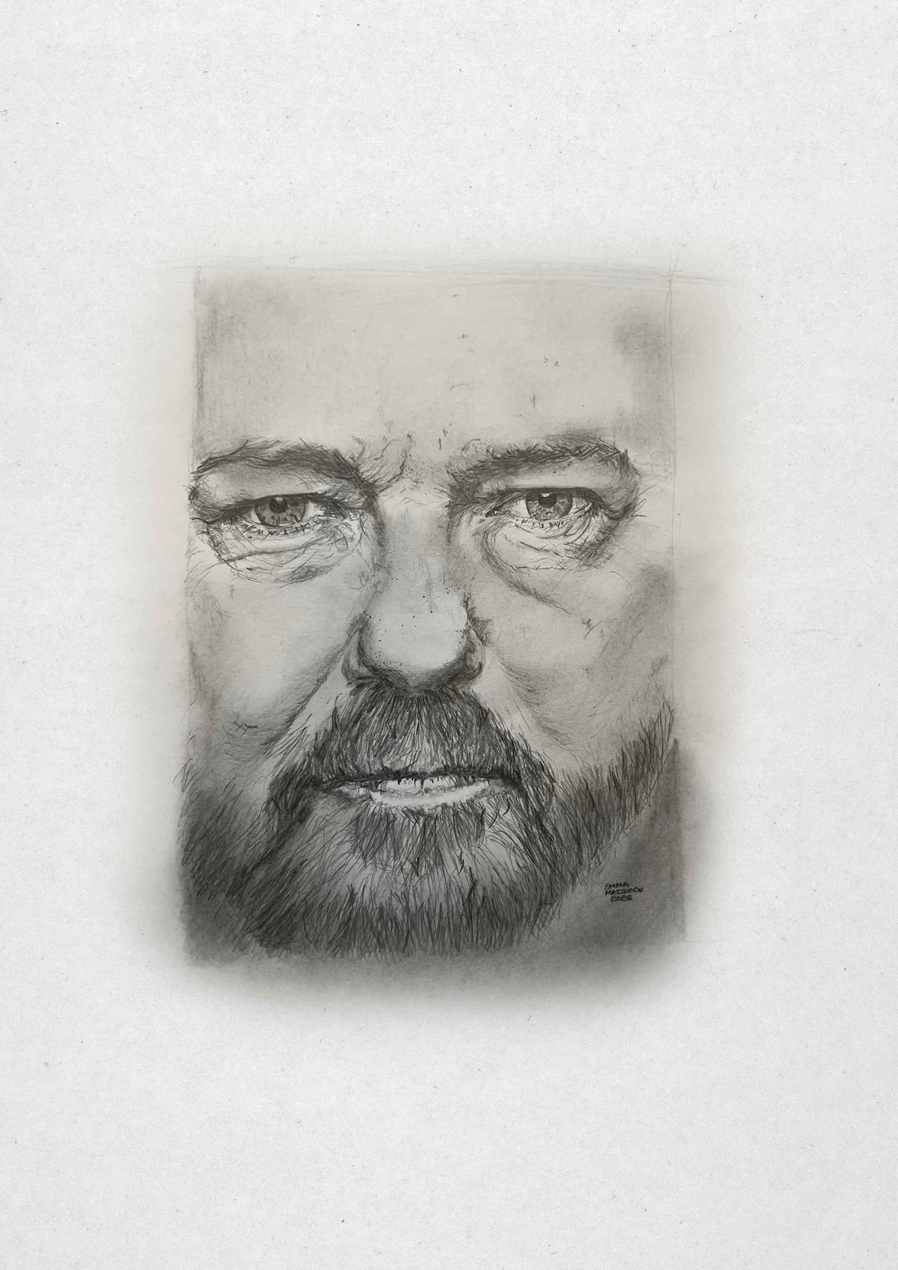 Ricky Gervais, misty.